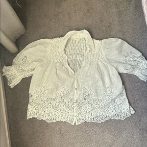 Anthropologie White Lace Blouse